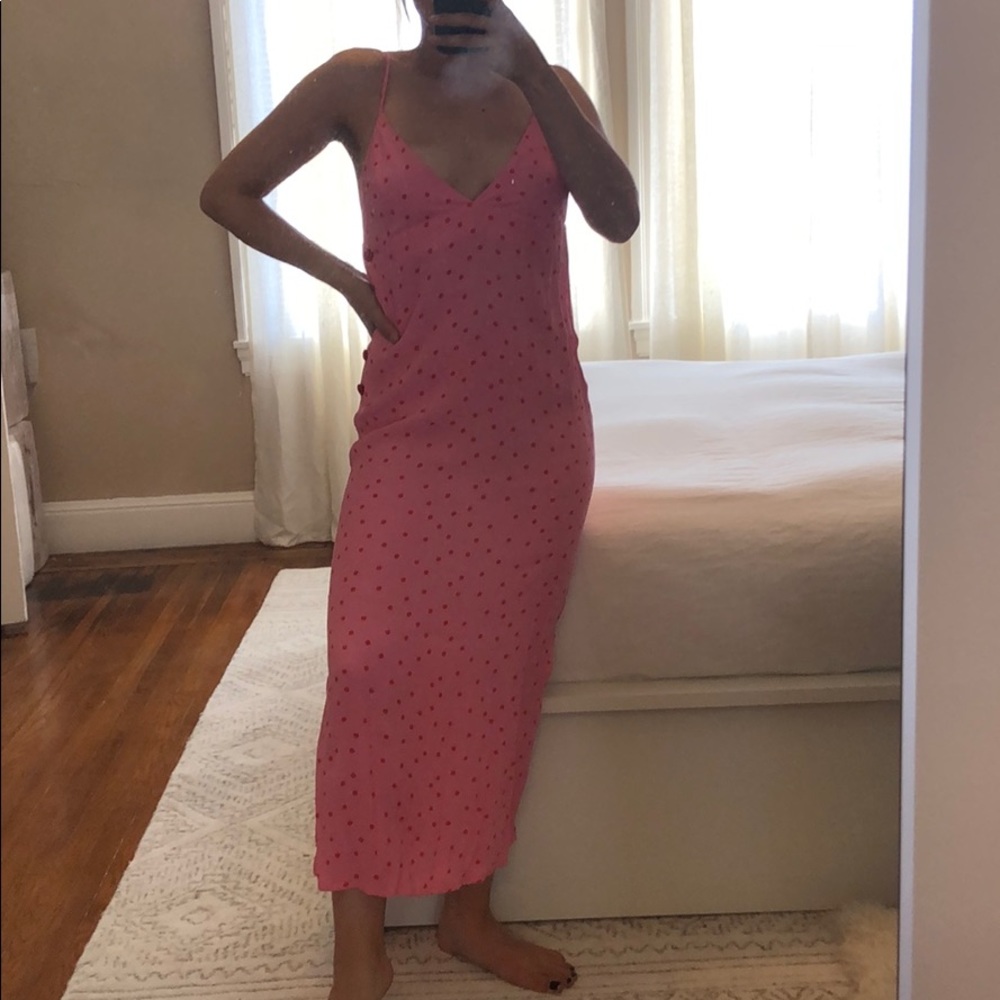 NWT TopShop size 4 pink polka dot dress